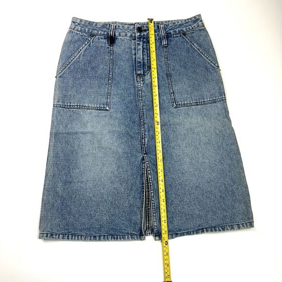 Mudd Denim Skirt Womens 5 Blue Button Front Midi 100% Cotton Casual Y2K 2000s - Picture 7 of 16